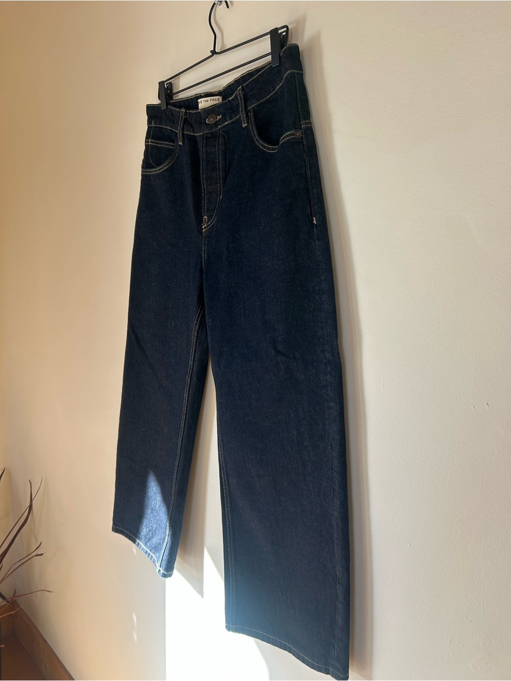 Free People Dark Blue Straight-Leg Jeans; Brand New—Never Worn.